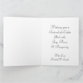 Happy Diwali Typography Purple Floral Lotus Flower Karte (Innenseite)