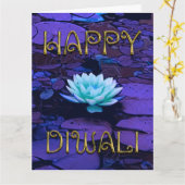 Happy Diwali Typography Purple Floral Lotus Flower Karte (Gelbe Blume)