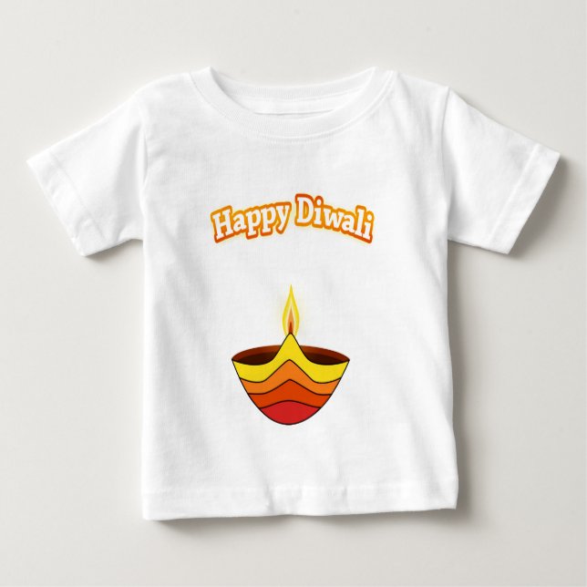 Happy Diwali und Diya Lamp Baby T-shirt (Vorderseite)