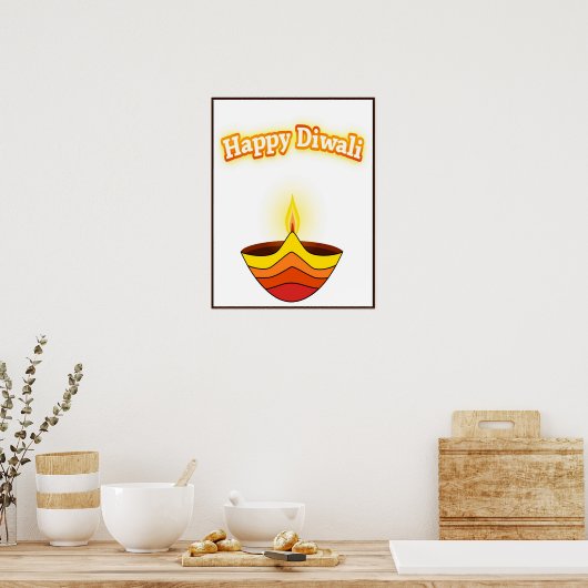 Happy Diwali und Diya Lamp Poster (Küche)