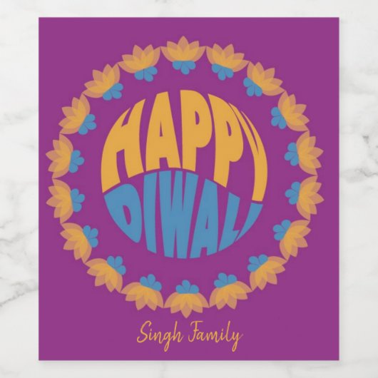 Happy Diwali Weinetikett (Einzelnes Label)
