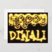 Happy Diwali Yellow Golden Lights Typografy Night Postkarte (Vorne/Hinten)