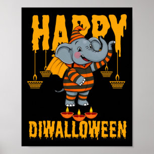 Happy Diwalihalloween Halloween Diwali Poster