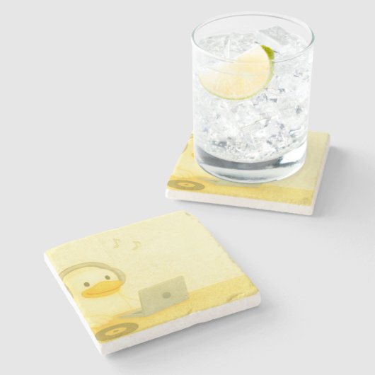 Happy DJ Steinuntersetzer (Seitenansicht)