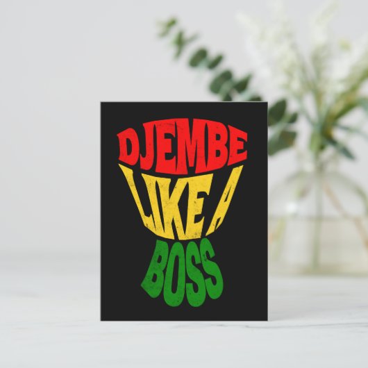 Happy Djembe wie ein Chef Afrikanische Trommeltrom Postkarte (Stehend Vorderseite)