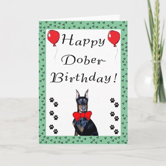 Happy Dober-Birthday Grußkarte Karte (Vorderseite)