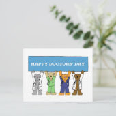 Happy Docs Day Cartoon Pets Postkarte (Stehend Vorderseite)