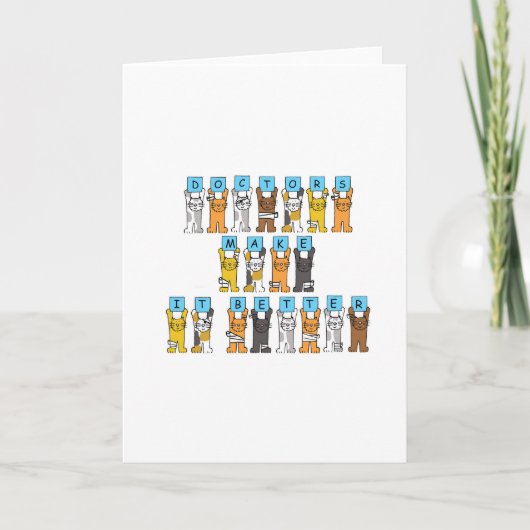Happy Doctors' Day Cartoon Katzen in Bandagen Karte (Vorderseite)