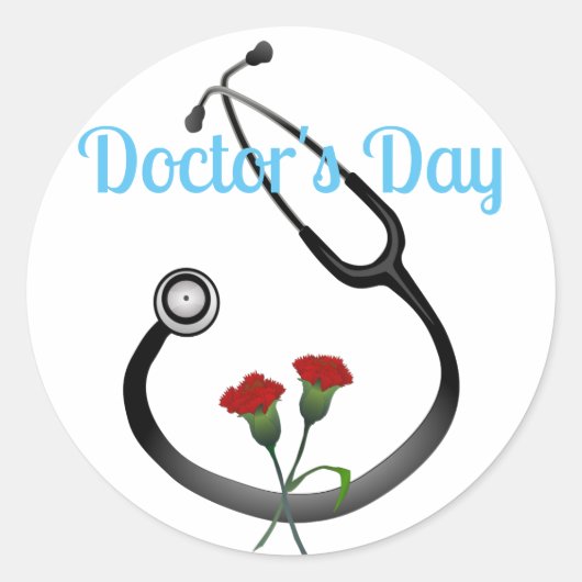 Happy Doctor's Day Stethoscope Runder Aufkleber (Vorderseite)