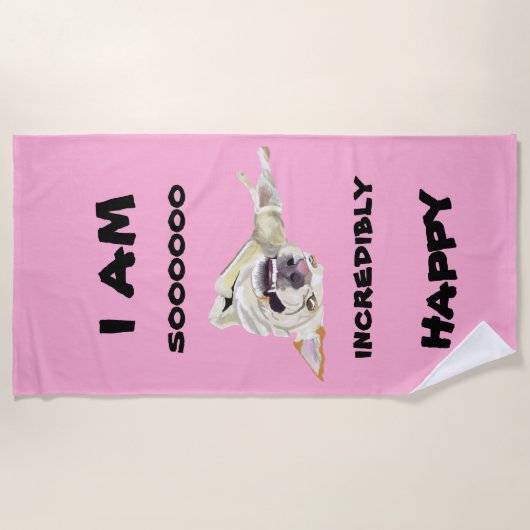 Happy Dog Beach Handtuch (Vorderseite)