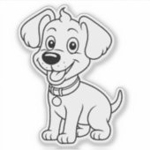 Happy Dog Black and White Aufkleber (Vorderseite)