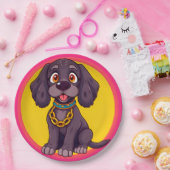 Happy Dog Cartoon Illustration Pappteller (Party)