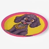 Happy Dog Cartoon Illustration Pappteller (Schrägansicht)