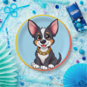 Happy Dog Cartoon Illustration Pappteller (Party)