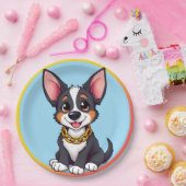 Happy Dog Cartoon Illustration Pappteller (Party)