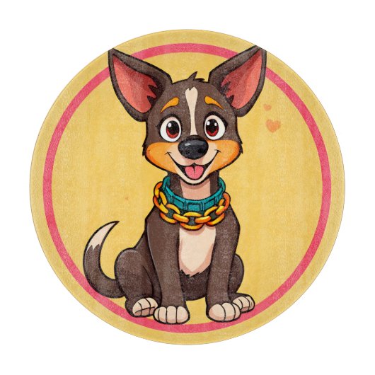 Happy Dog Cartoon Illustration Schneidebrett (Vorderseite)