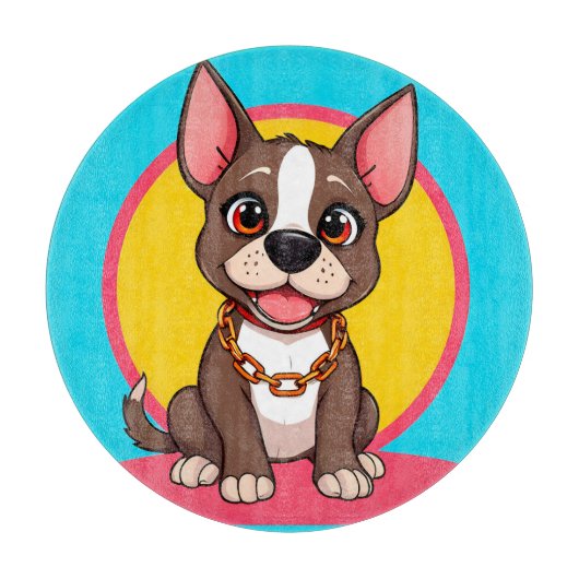 Happy Dog Cartoon Illustration Schneidebrett (Vorderseite)