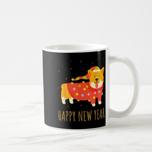 Happy Dog Corgi Celebrating New Year Cozy Christma Kaffeetasse (Rechts)