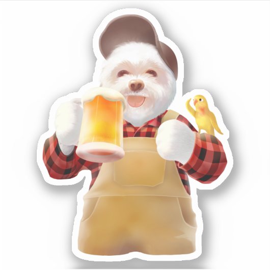 Happy Dog Drink Bier Aufkleber (Vorderseite)