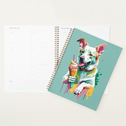 Happy Dog eating an ice-cream Planer (Anzeige)