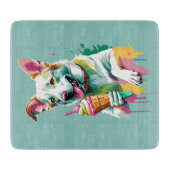 Happy Dog Eating Ice-cream Schneidebrett (Vorderseite)