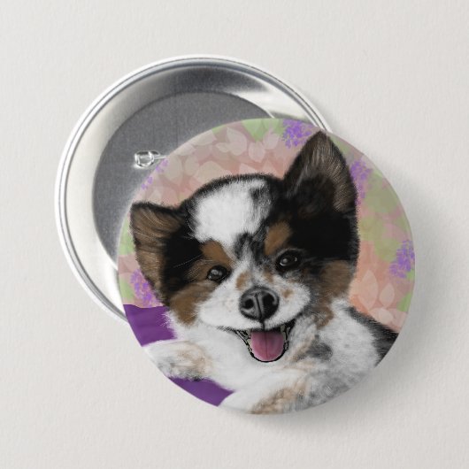 Happy Dog Face Button (Vorne & Hinten)