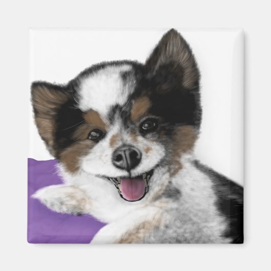 Happy Dog Face Magnet (Vorne)