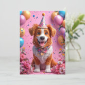 Happy Dog feiert Geburtstag Einladung (Stehend Vorderseite)
