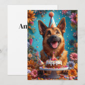 Happy Dog feiert Geburtstag Einladung (Vorne/Hinten)