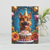 Happy Dog feiert Geburtstag Einladung (Stehend Vorderseite)