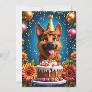 Happy Dog feiert Geburtstag Einladung