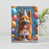 Happy Dog feiert Geburtstag Einladung (Stehend Vorderseite)