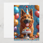 Happy Dog feiert Geburtstag Einladung (Vorne/Hinten)