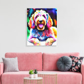 Happy Dog Goldendoodle Wasserfarbskizze Leinwanddruck (Insitu (Wohnzimmer))