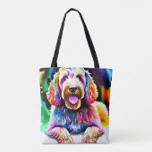 Happy Dog Goldendoodle Watercolor Design Tasche (Rückseite)