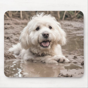 Happy Dog in Mud Puddle Mousepad