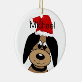 Happy Dog in Santa Hat Personalised Keramik Ornament (Rechts)
