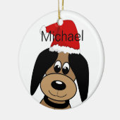 Happy Dog in Santa Hat Personalised Keramik Ornament (Links)