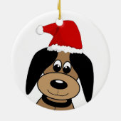 Happy Dog in Santa Hat Personalised Keramik Ornament (Hinten)