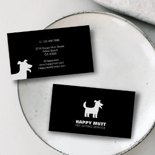 Happy Dog Logo Sitzungsservice Schwarz-weiß Visitenkarte