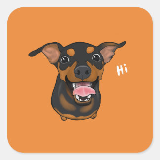 Happy Dog Min Button Miniatur Pinscher Sticker