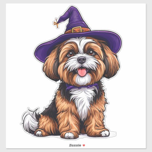 Happy Dog mit einem Hexenhut tragen Aufkleber (Blatt)