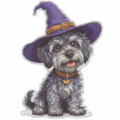 Happy Dog mit einem Hexenhut tragen Aufkleber (Vorderseite)