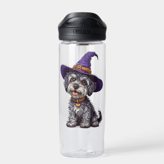 Happy Dog mit einem Hexenhut tragen Trinkflasche (Rückseite)
