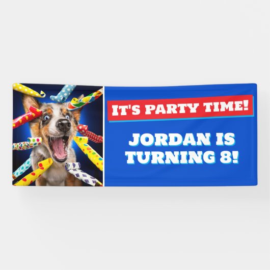 Happy Dog Party Blowers Banner (Horizontal)
