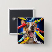 Happy Dog Party Blowers Button (Vorne & Hinten)