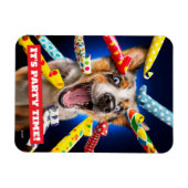 Happy Dog Party Blowers Magnet (Horizontal)