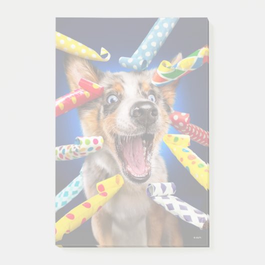 Happy Dog Party Blowers Post-it Klebezettel (Vorderseite)