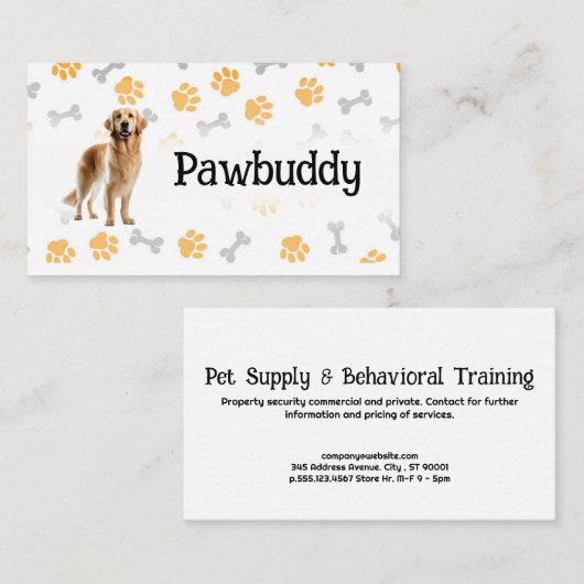 Happy Dog | Paw Prints and Bones Visitenkarte (Vorne/Hinten)