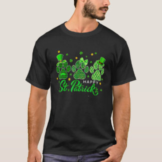 Happy Dog Paws Leopard Print Dog Eigentümer St Pat T-Shirt